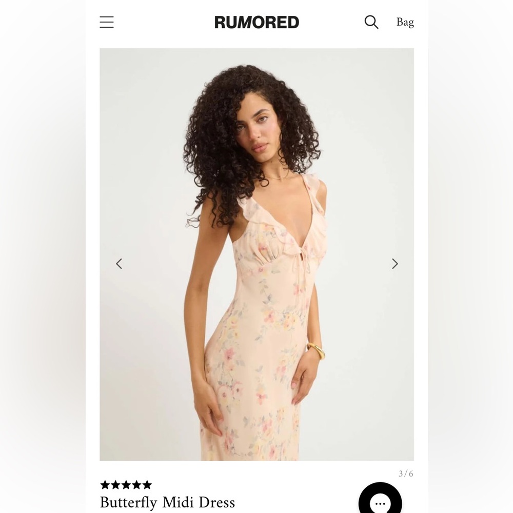 Rumored Floral Midi Dress - Blush Whisper Floral - DRY CLEANED WORE ONCE